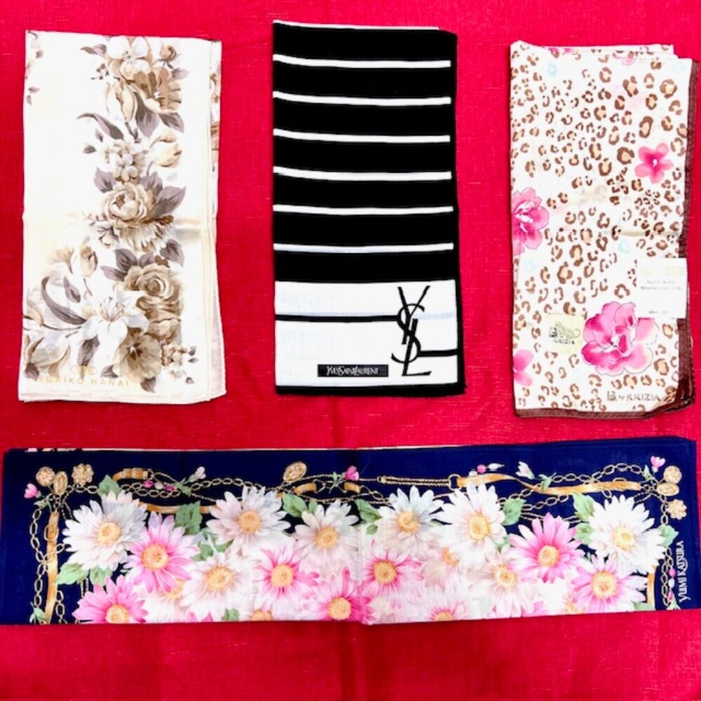 BUNDLE 4: YSL-KRIZIA SILK-YUKIKO-YUMI K  Scarf/Lg Hanker Cott/Silk 23" - 21"(95)